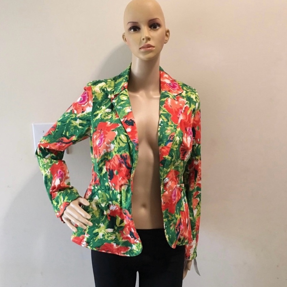 Floral Green and Red Women's Blazer